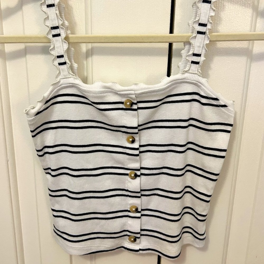 White and Black Striped Tank
